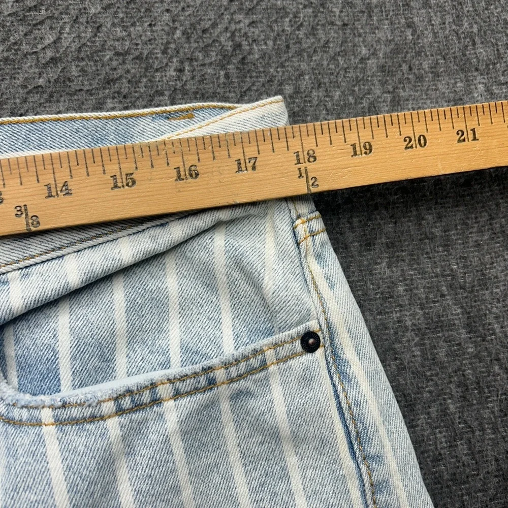 Happy Nature Denim Ultra‎ High Rise Bermuda Jean Shorts Size 32 Striped Boho